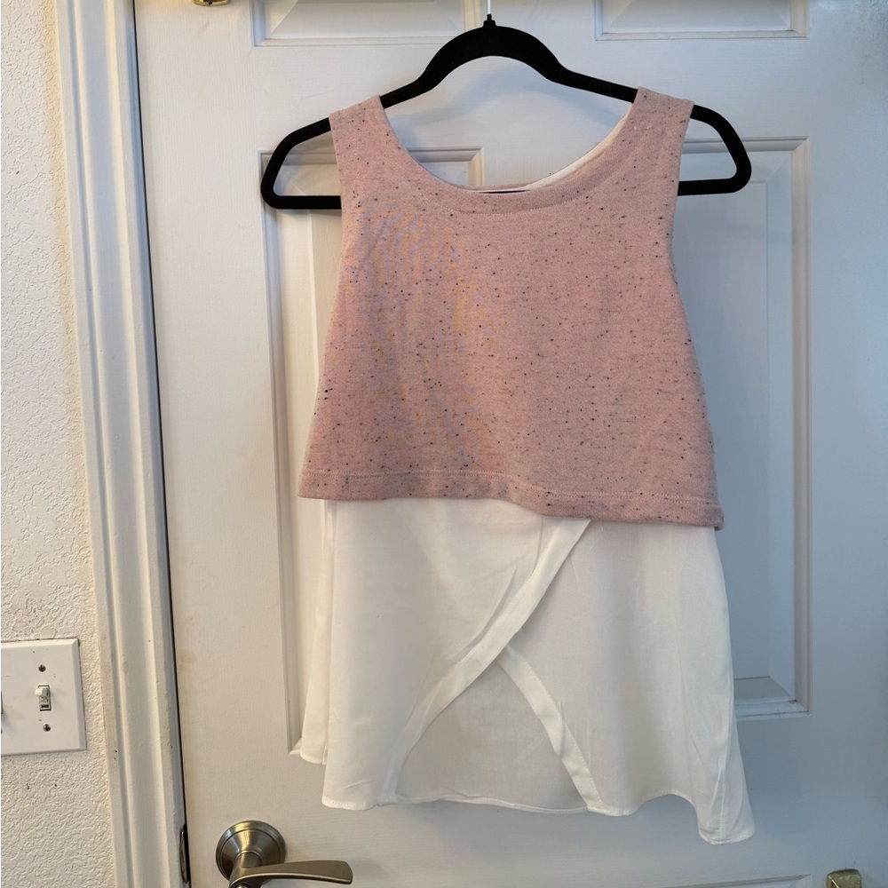 Renee C. Pink and White Layered Tank Top